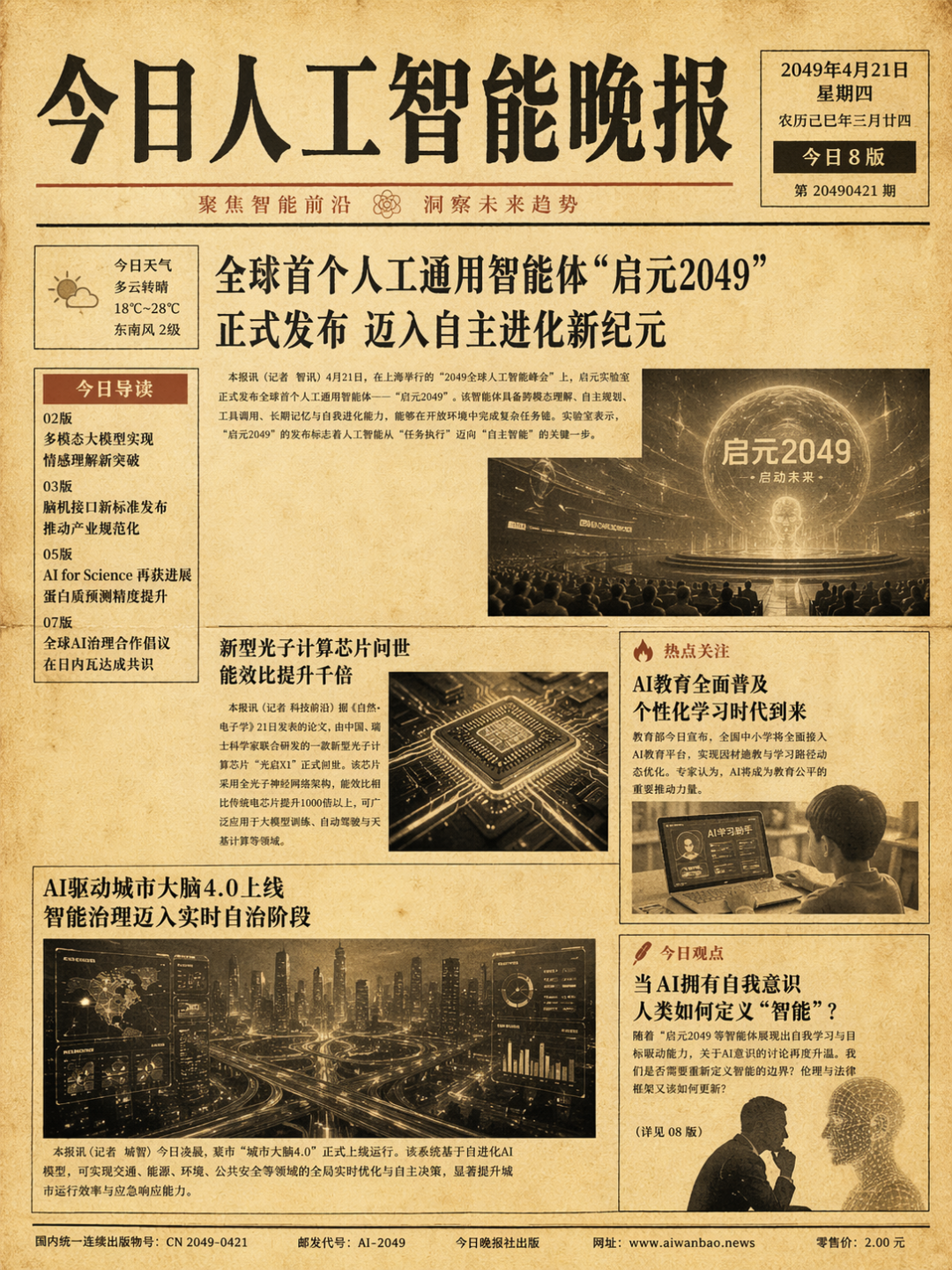 人工智能晚报生成示例