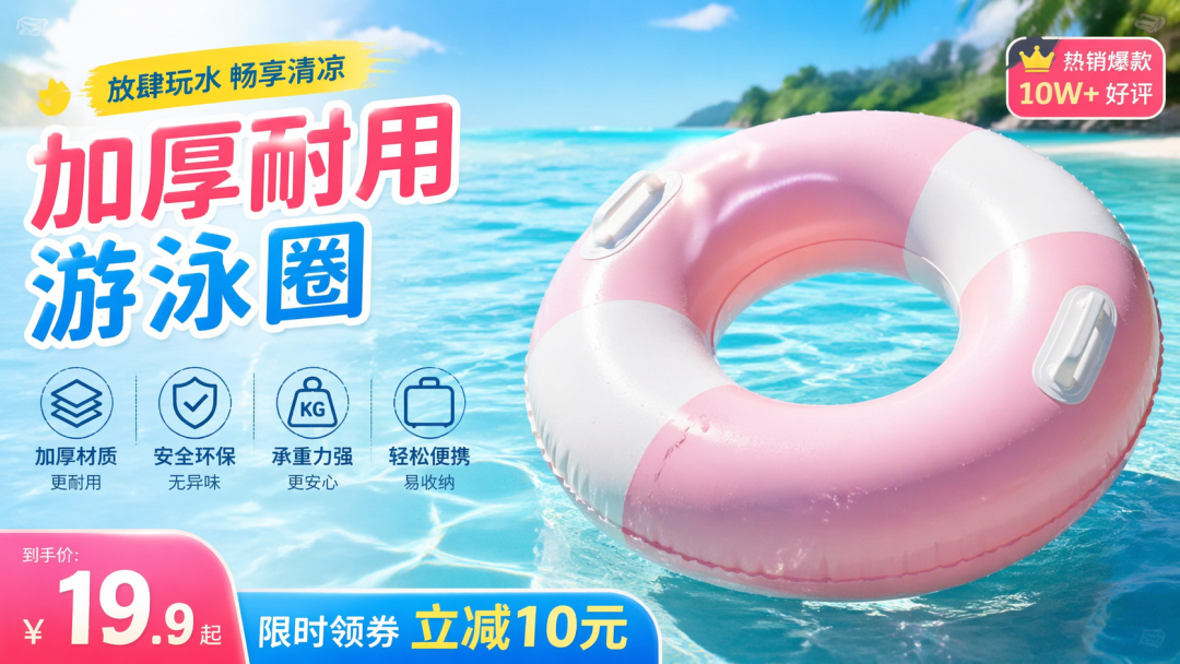 游泳圈电商广告图生成示例